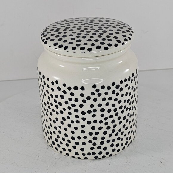 Thyme & Table Polka Dot Stoneware Jar W/ Lid Dishwasher Safe 4.5" - Picture 5 of 8
